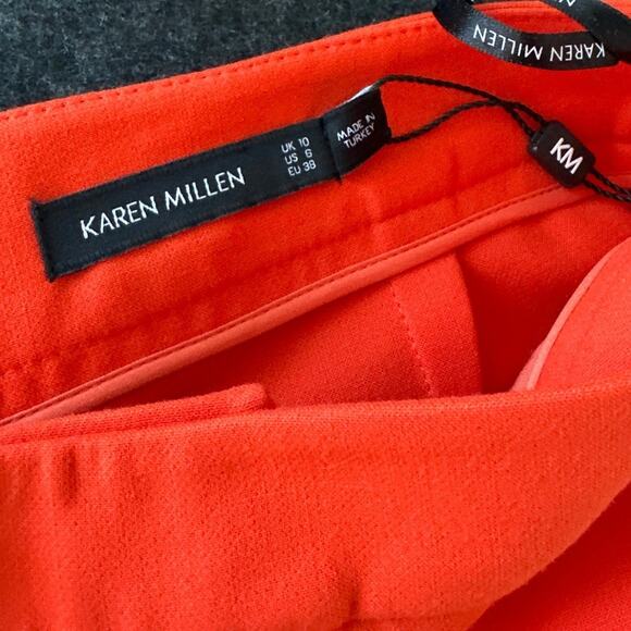 Karen Millen Red Compact Stretch Slim Leg Dress Pant Trousers, Size 6, NWOT - Picture 4 of 6